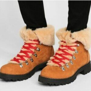 RARE J. Crew Nordic winter w red ties boots, sz 8
